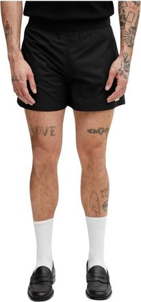 Heliot Emil Katoenen shorts met elastische tailleband - Heren - Korte Broeken - Zwart - M - Katoen - Korte Broeken