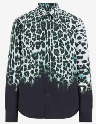 Roberto Cavalli Leopard Print Cotton Shirt, Brand Size 48 ( US Size 38 )