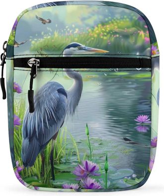 Generic Biding Time Great Blue Heron Crossbody Bag Adjustable Satchel Cute Shoulder Bag Lightweight Sling Bags
