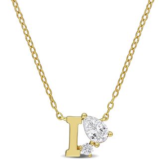 Mimi & Max 3/4ct TGW Created White Sapphire Q Initial Necklace Yellow Plated Sterling Silver