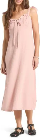 Brixton The Tie Strap Sleeveless Midi Dress in Silver Pink at Nordstrom, Size X-Small