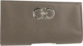 Ferragamo Pre-owned Wallets, female, Gray, Size: ONE SIZE Pre-owned Leather Wallet