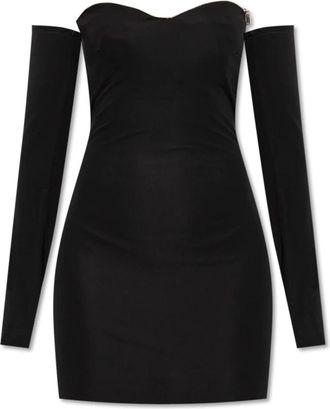 Dsquared2 Jurk met decoratieve mouwen - Dames - Feestkleedjes - Zwart - L - Kleedjes