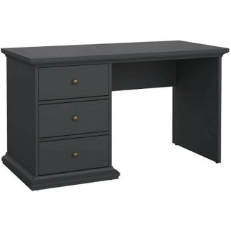 Dmora Dmora - Scrivania Agia, Scrittoio multiuso, Tavolo per ufficio porta PC, Piano di lavoro, 130x62 h74 cm, Grigio