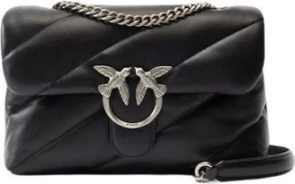 Pinko Classic Love Bag Puff Maxi Quilt - Dames - Schoudertassen - Zwart - ONE Size - Katoen - Tassen