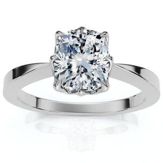 Pompeii3 1 1/2Ct Cushion Solitaire Diamond Engagement Ring 14k Gold Lab Grown