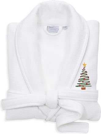Linum Home Textiles Waffle Terry Embroidered Holiday Bath Robe
