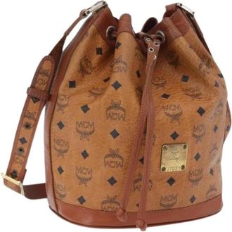 MCM Pre-owned Canvas Shoulder Bag - Dames - Vintage Tas - Bruin - ONE Size - Leer - Vintage