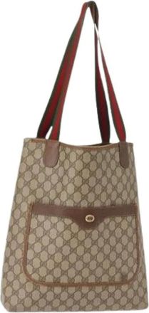 Gucci Pre-owned Tote Bags, female, Beige, Size: ONE SIZE Pre-owned Canvas Tote Bag