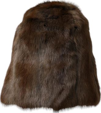 Dolce & Gabbana Bruine Wezel Bont Kasjmier Beanie Muts - Dames - Hoeden - Bruin - ONE Size - Kasjmier - Accessoires