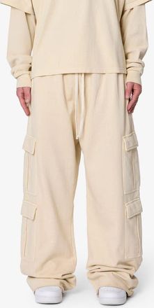 mnml Ultra Baggy Cotton Flece Cargo Sweatpants in Off White at Nordstrom, Size X-Large