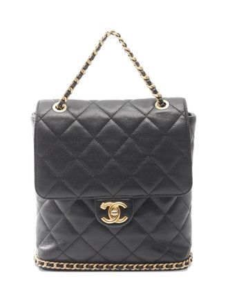 Chanel 2021-2025 CC Caviar Camellia backpack - Black