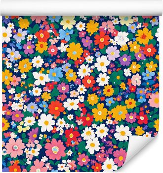 OEM Carta Da Parati Con Piccoli Fiori Blu E Turchesi Per Soggiorno E Camera Da Letto 50x1000 Cm