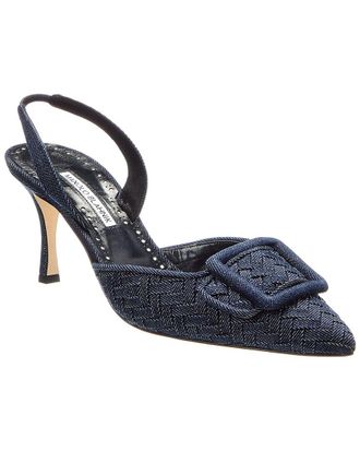 Manolo Blahnik Maysli 95 Denim Slingback Pump
