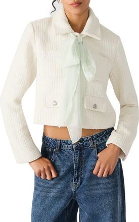 Steve Madden Alise Crop Knit Jacket in Ivory at Nordstrom, Size X-Large