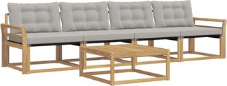 vidaXL Conjunto De Sof&aacute;s De Exterior 5 Uds. Blanco Y Gris Claro Vidaxl