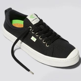 Cariuma Mens Cariuma OCA Low Sneaker Black Canvas Lace-Up Casual Shoes HAWK761