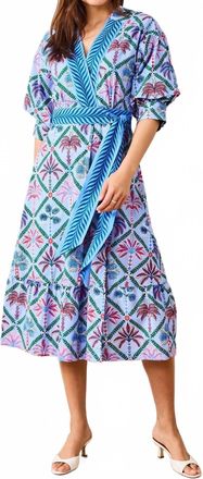 Printfresh Gabriela Palm Tree Dress In Lilac Escape