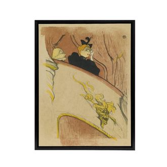 Artery8 Box Sit with Gilded Mask Sketch Framed Canvas Wall Art Print Lautrec in Beige | Size: W24 x H32