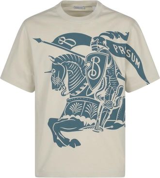 Burberry T-Shirts, male, Multicolor, Size: XS Equestrian Knight Print Cotton T-shirt
