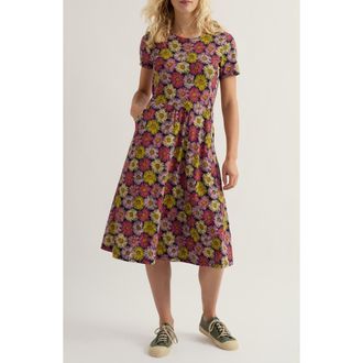Seasalt Cornwall April Stretch Organic Cotton Fit & Flare Dress in Painted Asters Maritime at Nordstrom, Size 16 Us