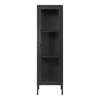 Moloo Vitrina de cristal de una puerta acero negro 40 x 140 cm