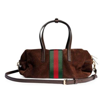 Gucci Small Boston Bag With Web Dark Brown A0070T-AAHCC-2147