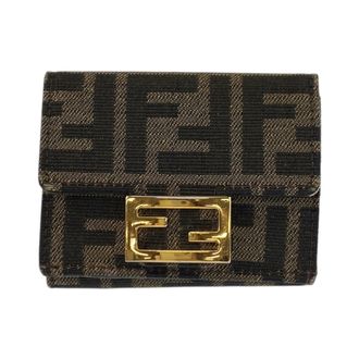 Fendi Zucca Brown Canvas Leather Wallet (Bi-Fold) (Pre-Owned)