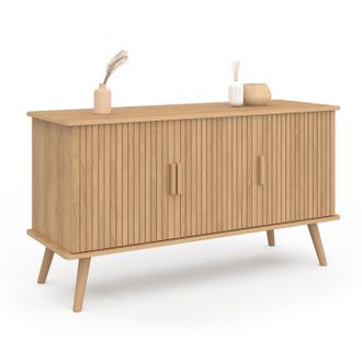 IDMarket Aparador De 3 Puertas Juliette Efecto Listones 110 Cm