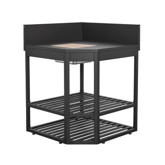Sweeek Cocina exterior de acero con cubitera y tabla de madera, 80cm, negro