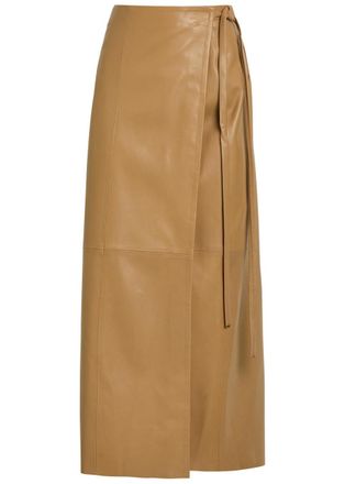 Nour Hammour Leather Maxi Wrap Skirt - Light Brown - 40 (UK12 / M)