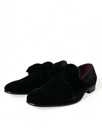 Dolce & Gabbana Mens Velvet Loafer Black Cotton