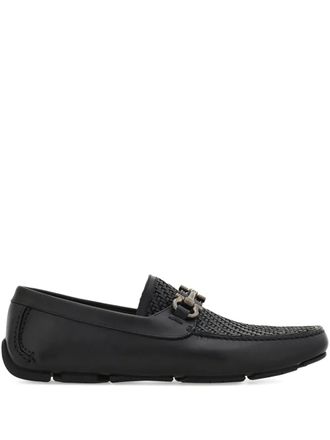 Ferragamo woven gancini-buckle loafers - Black