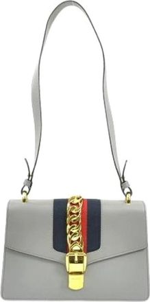 Gucci Pre-owned Leather gucci-bags - Dames - Vintage Schoudertas - Grijs - ONE Size - Vintage