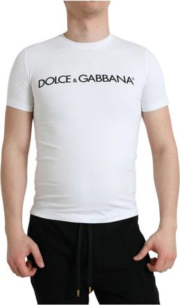 Dolce & Gabbana Elegant wit logo ronde hals t-shirt - Heren - T-shirts - Wit - XS - Katoen - Tops