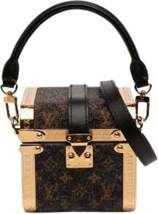Louis Vuitton Pre-owned Monogram Satin Satchel - Dames - Vintage Mini Tas - Bruin - ONE Size - Leer - Vintage