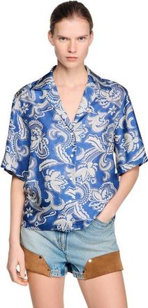Sandro Floral print shirt in Blue /Ecru at Nordstrom, Size X-Small