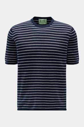 FTC Men - Short sleeve crew neck jumper navy/white striped