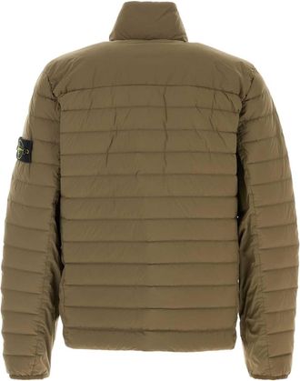 Stone Island Mens Army Green Stretch Nylon Jacket Giacche E Gilet
