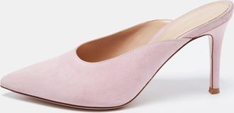 Gianvito Rossi Pink Suede Pointed Toe Mules