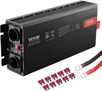 OEM Sinus-wechselrichter 3000 W Dc 12 V Ac 230 V Lcd-display Wechselrichter Mit 3 Ac-steckdosen 2 Usb-anschl&uuml;ssen 1 Typ-c-anschluss 10 Ersatzsicherungen F