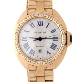 Cartier Pre-owned Cartier Cle Diamond Silver Flinque Sunray Dial Ladies Watch WJCL0003