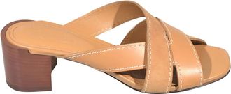 Tod's Sandalen van leer - Dames - Muiltjes - Beige - 38 1/2 EU - Leer - Schoenen