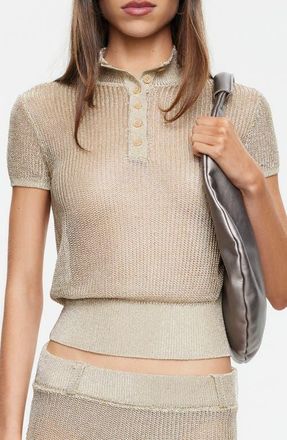 Lioness Matcha Knit Polo Tee in Gold at Nordstrom, Size X-Large