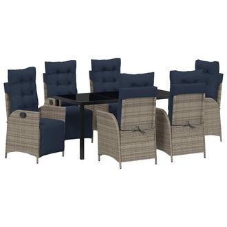 vidaXL Conjunto De Comedor De Jard&iacute;n 7 Pcs Gris Y Negro Rat&aacute;n Vidaxl