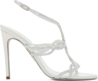 Rene Caovilla Cleo Sandal - Dames - Sandalen met hakken - Wit - 36 1/2 EU - Leer - Schoenen