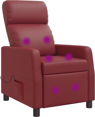 vidaXL Silla De Masajes Reclinable Rojo Vino Cuero Sint&eacute;tico Vidaxl