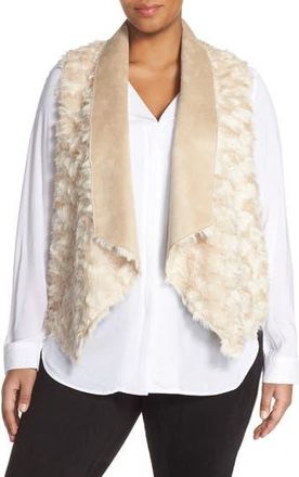 Tart Sheri Drape Front Faux Fur Vest in Light Taupe at Nordstrom Rack, Size 4X
