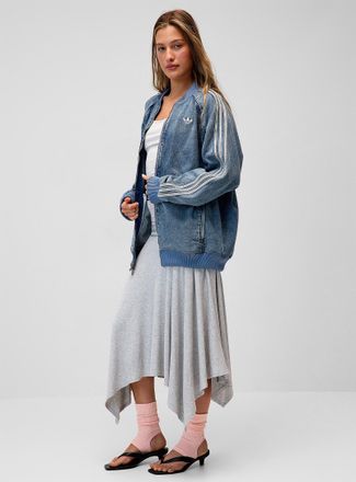 adidas Womens Superstar washed jean bomber jacket