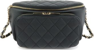 Chanel Business Affinity Waist Quilted Caviar Black Leather Handbag (Pre-Owned)